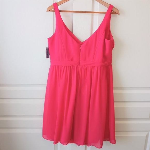 David's Bridal Women's Plus Punch Sheer Chiffon Tank With Rouching Dress Size 16 - Picture 2 of 16